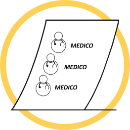 un foglio di carta con un elenco di icone di medici