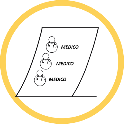 un foglio di carta con un elenco di icone di medici